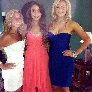 Blue Herve Leger Strapless Dress